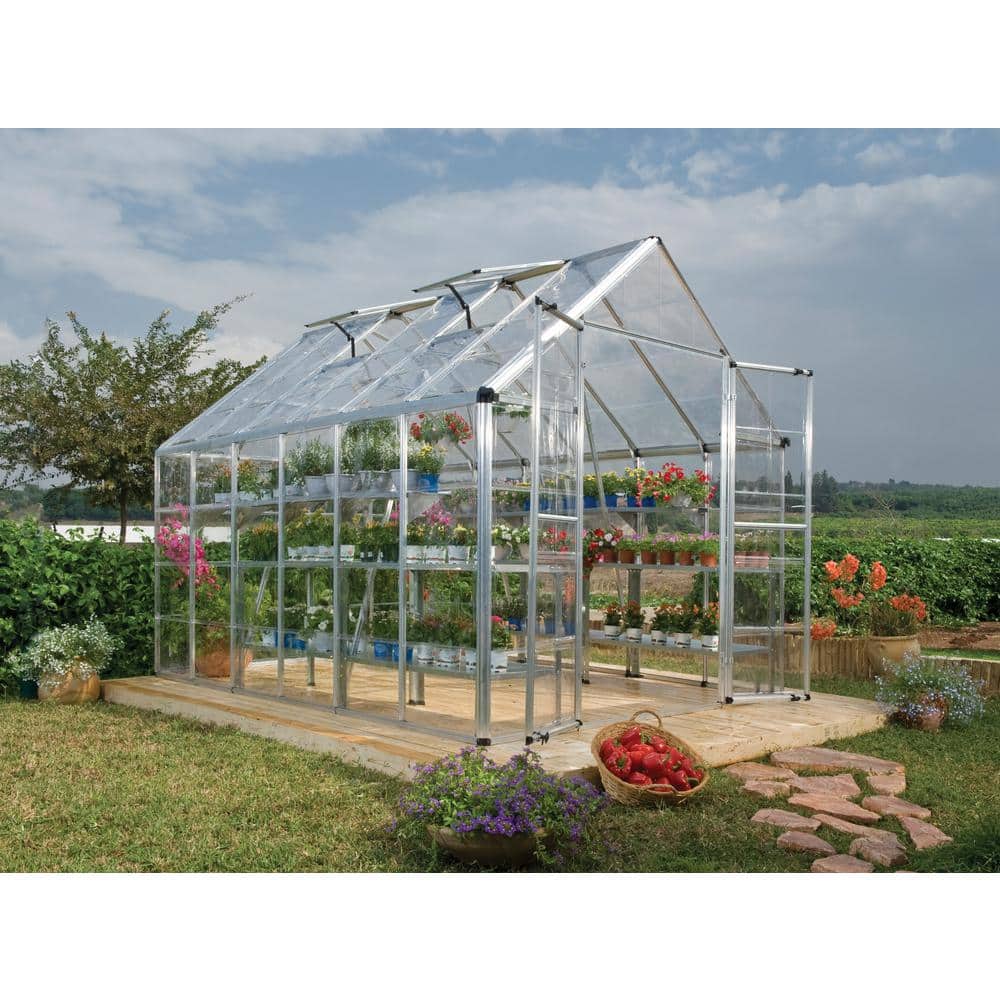 Snap & Grow 8' x 12' Silver Polycarbonate Aluminum Greenhouse
