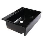 Josephine 34 in. Quick-Fit Drop-In Farmhouse Single Bowl Gloss Black Fireclay Kitchen Sink