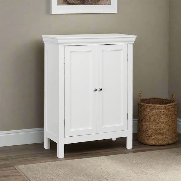 Teamson Home Stratford 13 in. W x 26 in. D x 34 in. H White Bathroom Freestanding Linen Cabinet with 2-Shelves in White