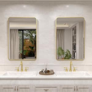 Vista 24 in. W x 36 in. H Rectangular Framed Wall Bathroom Vanity Mirror in Brushed Gold