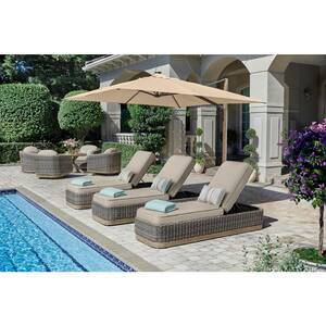 Avondale Wicker Outdoor Chaise Lounge with Sunbrella Cast Ash Cushions