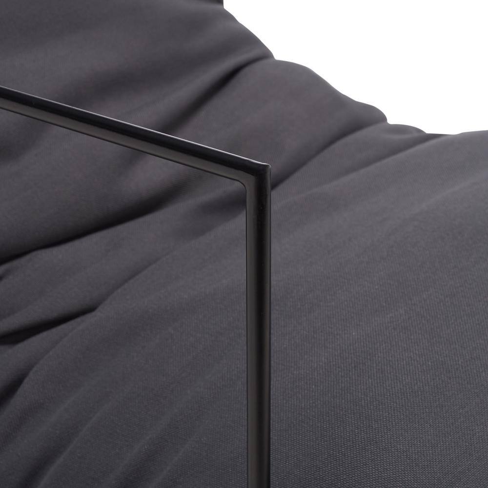 Portland Minimalist Gray Linen and Black Metal Accent Chair