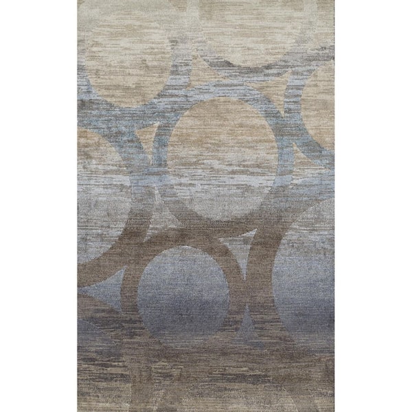 8 X 11 Brown, Beige Abstract Runner Rug