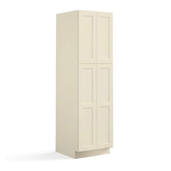Unbranded 24 in. W x 24 in. D x 96 in. H in Antique White Plywood Ready to Assemble Floor Wall Pantry Kitchen Cabinet