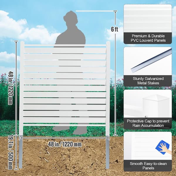 VEVOR 48x48 Vinyl Privacy Fence Panels - Louvered Air Conditioner Privacy Screen Kit