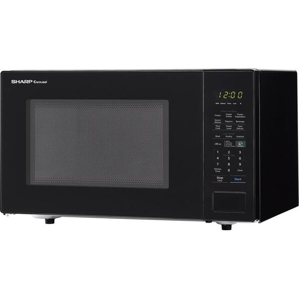 Sharp Carousel 1 4 Cu Ft Countertop Microwave In Black With Sensor Cooking Technology Smc1441cb The Home Depot Sharp Carousel 1 4 Cu Ft Countertop