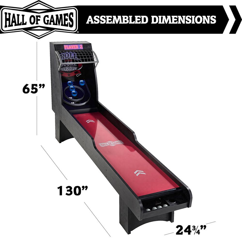 130-Inch Black and Red Wood Roll and Score Arcade Game