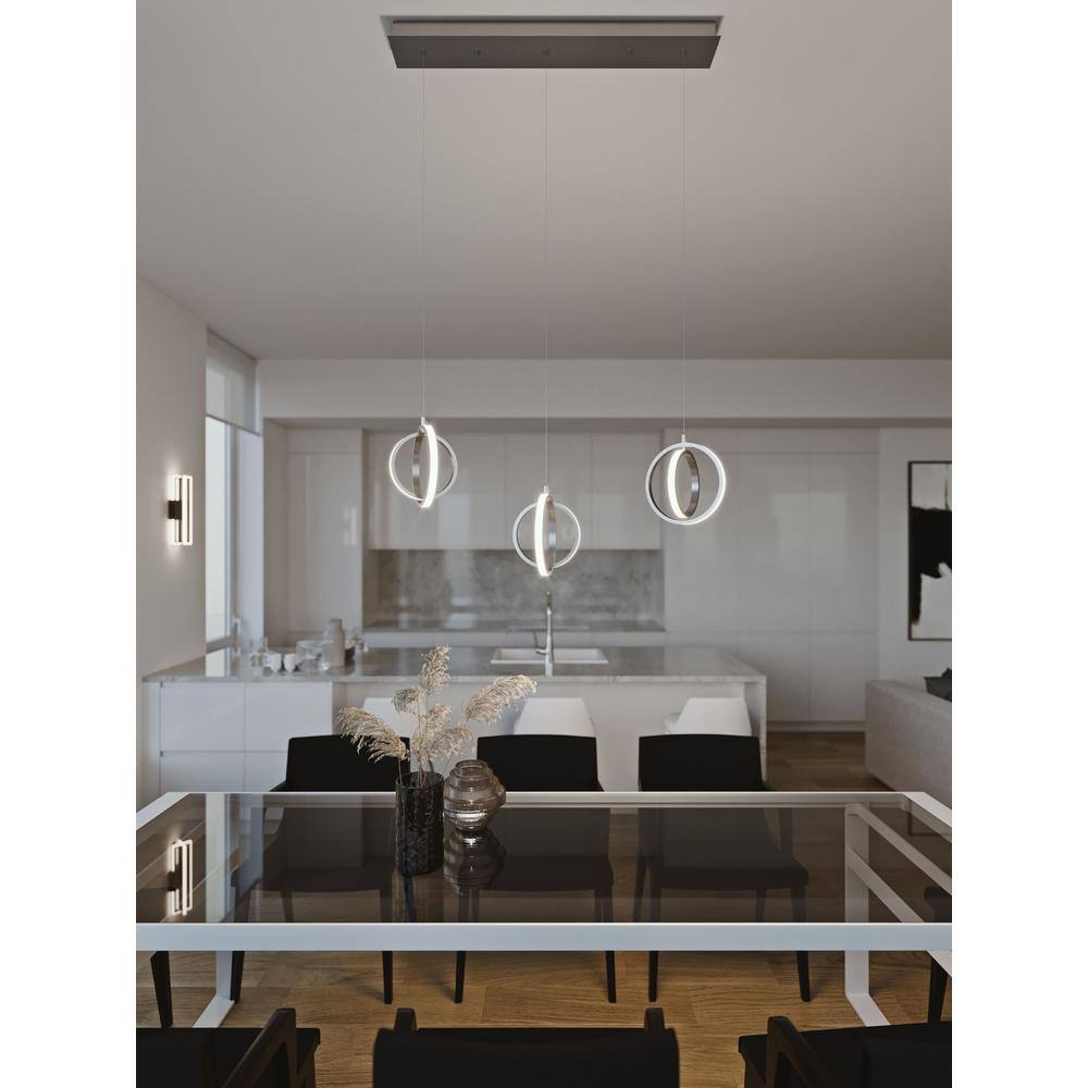 Satin Nickel Modern 36" Aluminum LED Linear Pendant