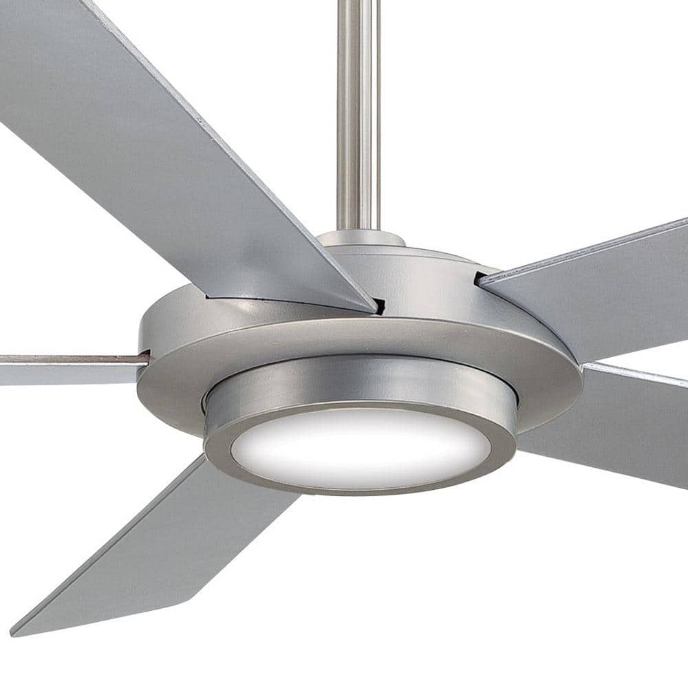 52" Brushed Nickel Ceiling Fan with Silver Blades and LED Light