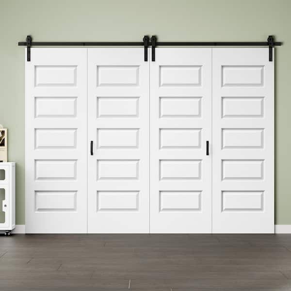 EH PUERTA 112 in. x 84 in. 5 Panel Bifold Closet Barn Door Save