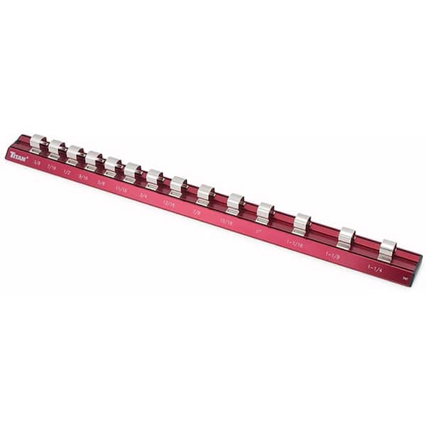 TITAN 1/2 in. Drive SAE Magnetic Alum Socket Rail