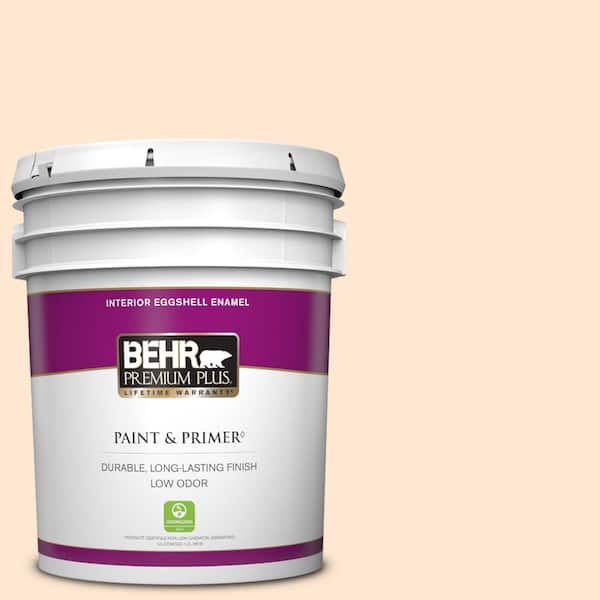 BEHR PREMIUM PLUS 5 gal. #P210-1 Sour Candy Eggshell Enamel Low Odor Interior Paint & Primer