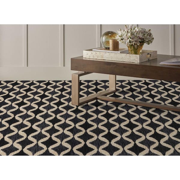 Wandering Highway Nocturnal Black 13.2 ft. 48 oz. Wool Texture Installed Carpet