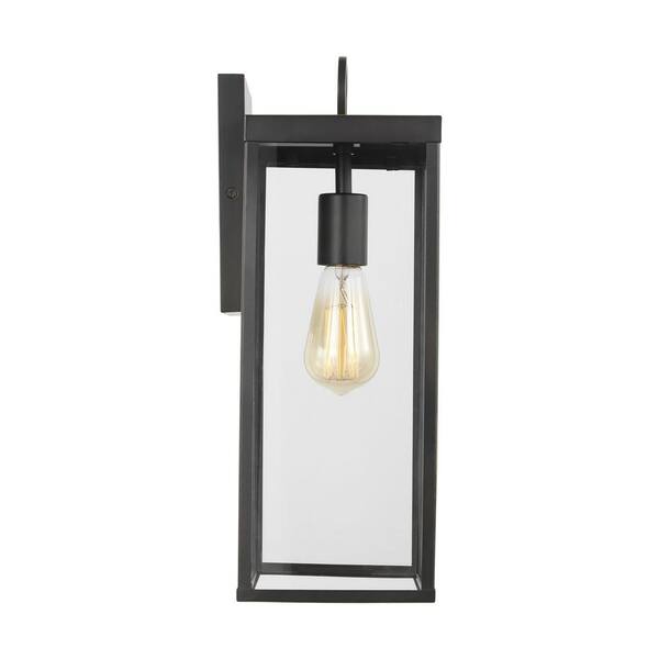 SCOTT LIVING - Howell 16.25 in. Antique Bronze Outdoor Hardwired Wall Lantern Sconce with White/Clear Glass Panels and No Bulb Included