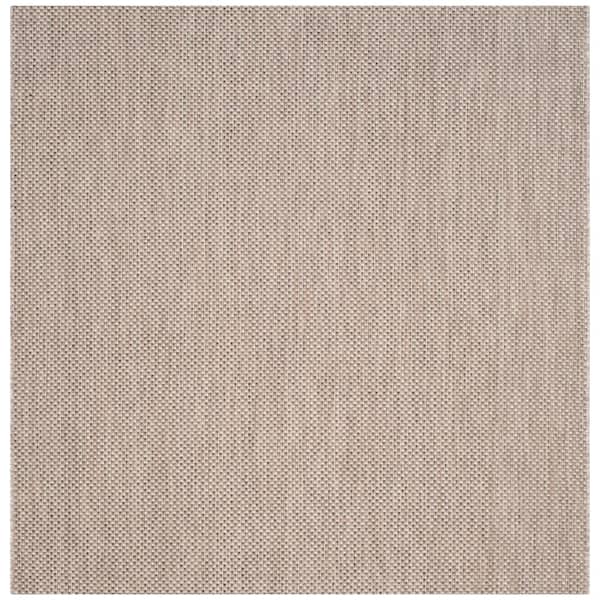 Courtyard Beige/Brown 5 ft. x 5 ft. Square Solid Indoor/Outdoor Patio  Area Rug