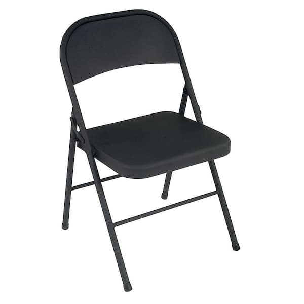 Cosco Black Metal Stackable Folding Chair (Set of 4)
