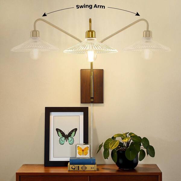 KAISITE 1-Light Gold Mid Century Swing Arm Wall Lamp Light with KAISITE 1-Light Gold Mid Century Swing Arm Wall Lamp Light with