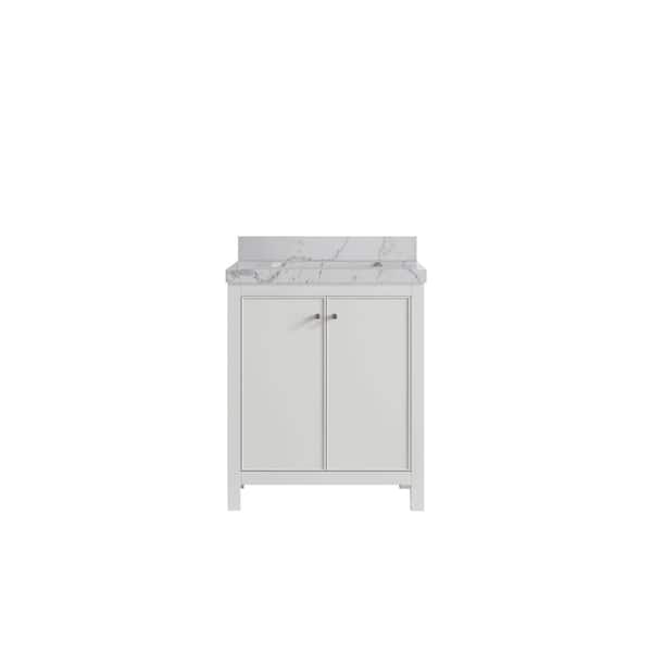 Willow Collections Chicago 30 in. Single Sink Freestanding White Bath Vanity with Venatino Qt. Top Unassembled