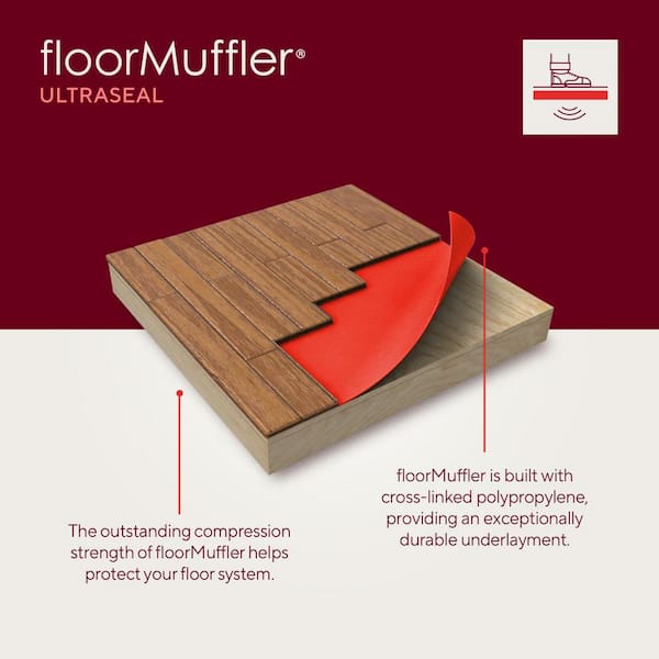 FloorMuffler - 300 sq. ft. 4 ft. x 75 ft. x 0.08 in. Premium Underlayment for Laminate, Hardwood and Engineered Floors
