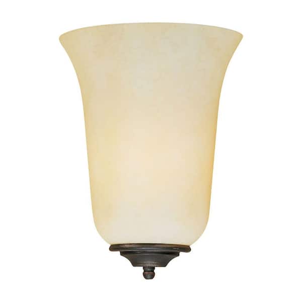 Oil Rubbed Bronze And Truscan Scavo Glass Fluorescent Wall Sconce 