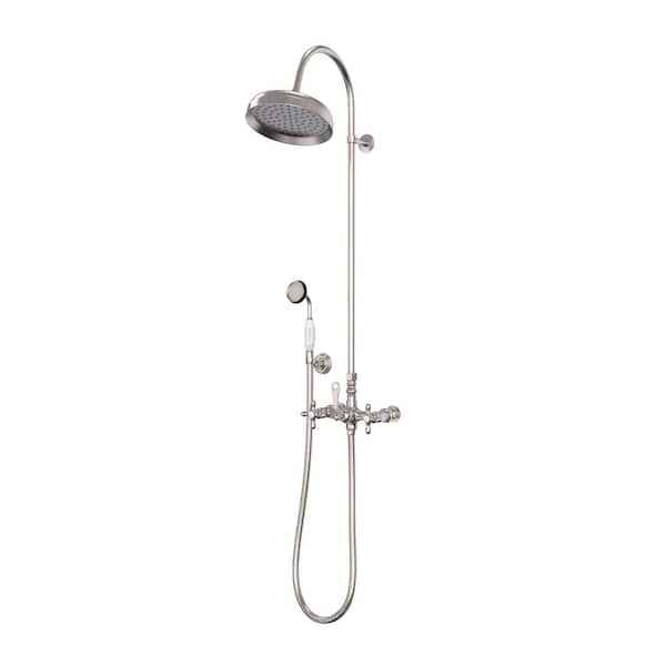 Abbey 10 in. x 28 in. 1/2 in. Shower Faucet Set with Handshower in Brushed Nickel