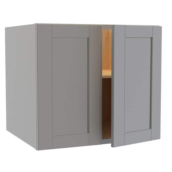 Home Decorators Collection Washington Veiled Gray Plywood Shaker Assembled Wall Kitchen Cabinet Soft Close 27 W in. 24 D in. 24 in. H