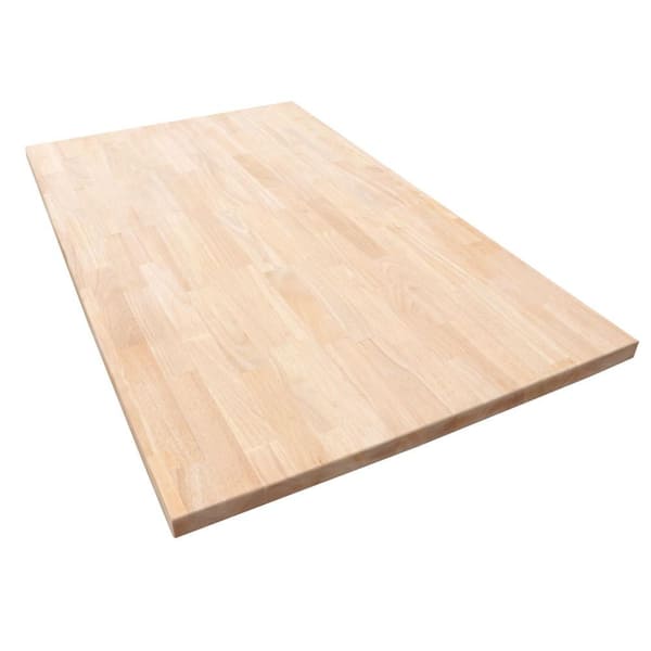 HARDWOOD REFLECTIONS 4 ft. L x 25 in. D Unfinished Hevea Solid Wood Butcher Block Countertop With Square Edge