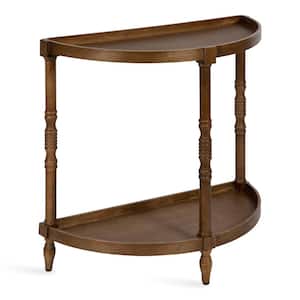 Bellport Rustic Brown 30 in. Half Circle MDF Console Table with Shelf