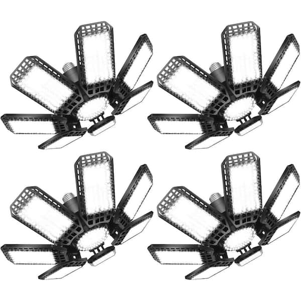 240W Volt 24000-Lumens LED Garage Shop Lights Ceiling 4-Pack with Deformable Panels E26/E27 Socket Lighting