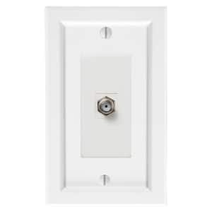 Shaker 1-Gang White Coaxial BMC Wood Wall Plate