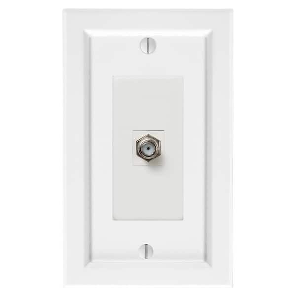 Shaker 1-Gang White Coaxial BMC Wood Wall Plate