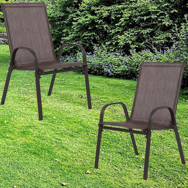 cenadinz 2-Piece Metal Outdoor Recliner with Armrest/High Backrest in Brown