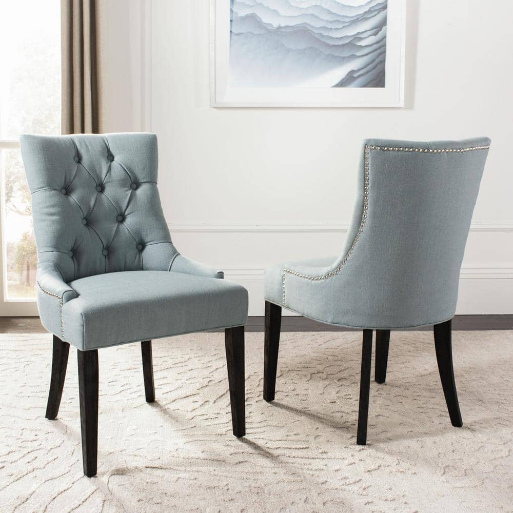Elegant Sky Blue Linen Upholstered Parsons Side Chair