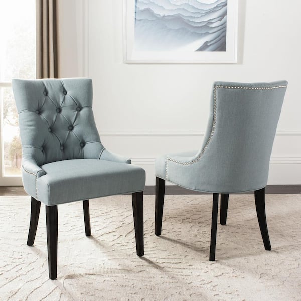 SAFAVIEH Abby Light Blue/Black Side Chair (Set of 2)