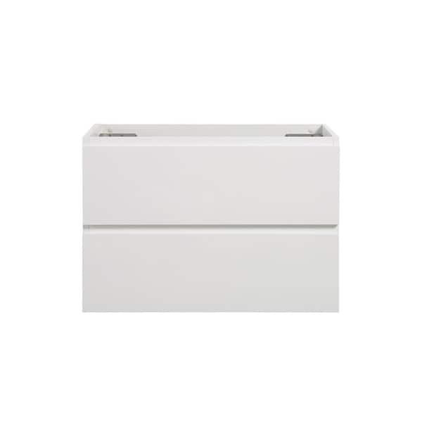 Unbranded 29.7 in. W x 17.9 in. D x 20.5 in. H Wall Mount Wood Bath Vanity Cabinet without Top in White with 2-Drawers