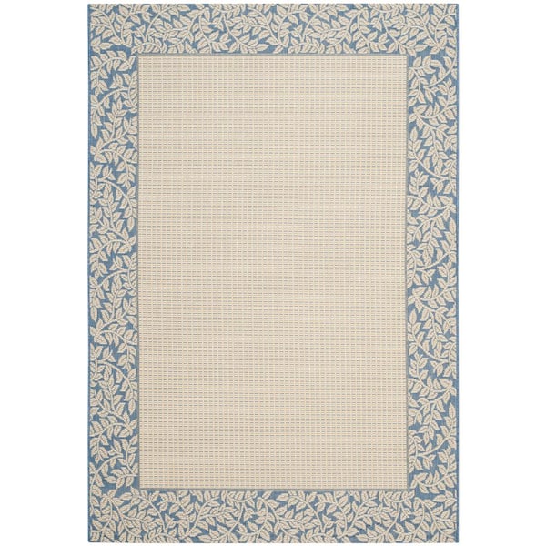 SAFAVIEH Courtyard Natural/Blue 5 ft. x 8 ft. Border Indoor/Outdoor Patio  Area Rug