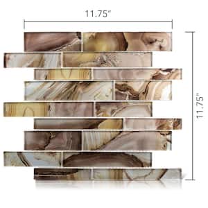 Myst Toffi Brown/Tan/Gray 11-3/4 in. x 11-3/4 in. Glossy Smooth Glass Mosaic Tile (4.8 sq. ft./Case)