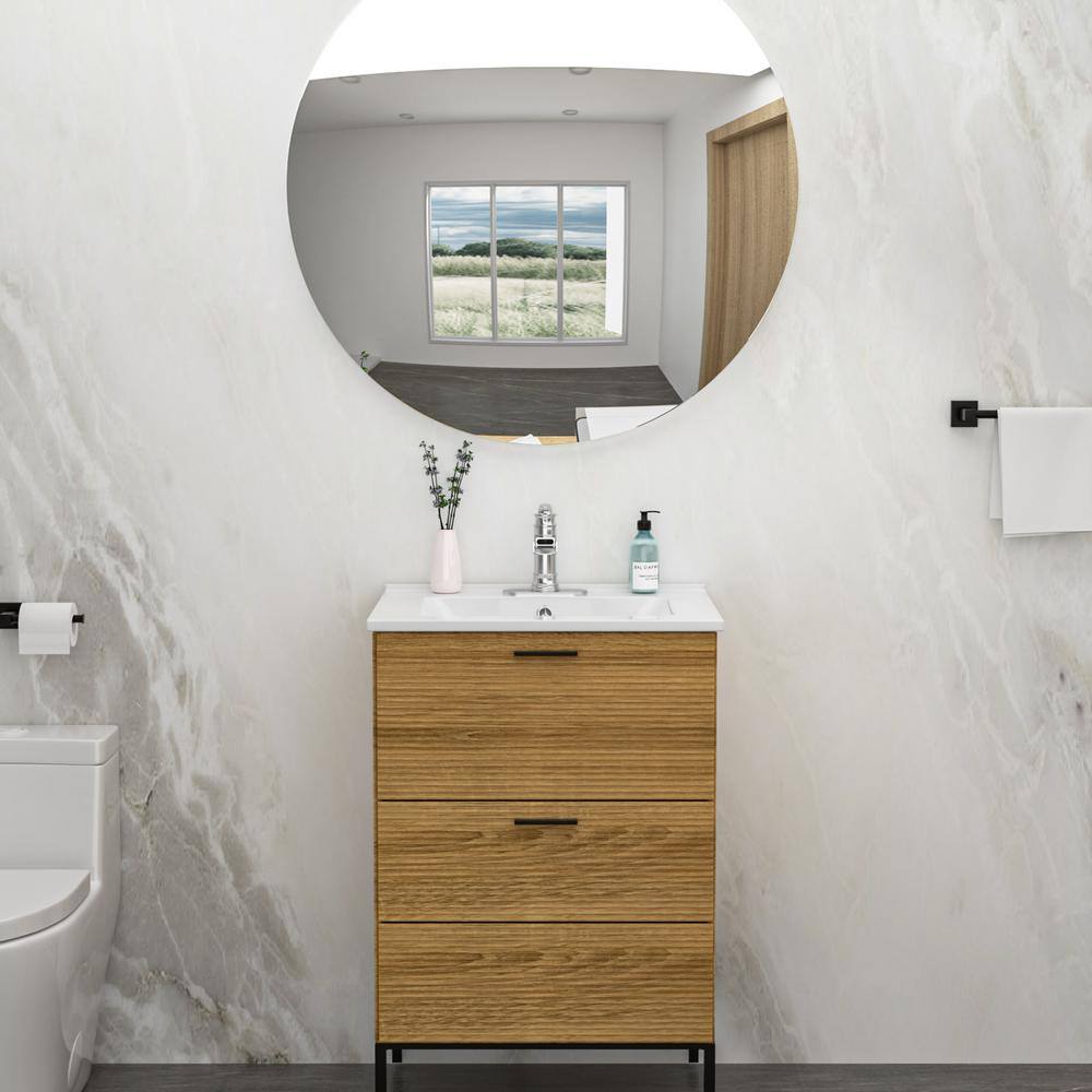 Glossy White Ceramic 24" Single Bathroom Vanity Top