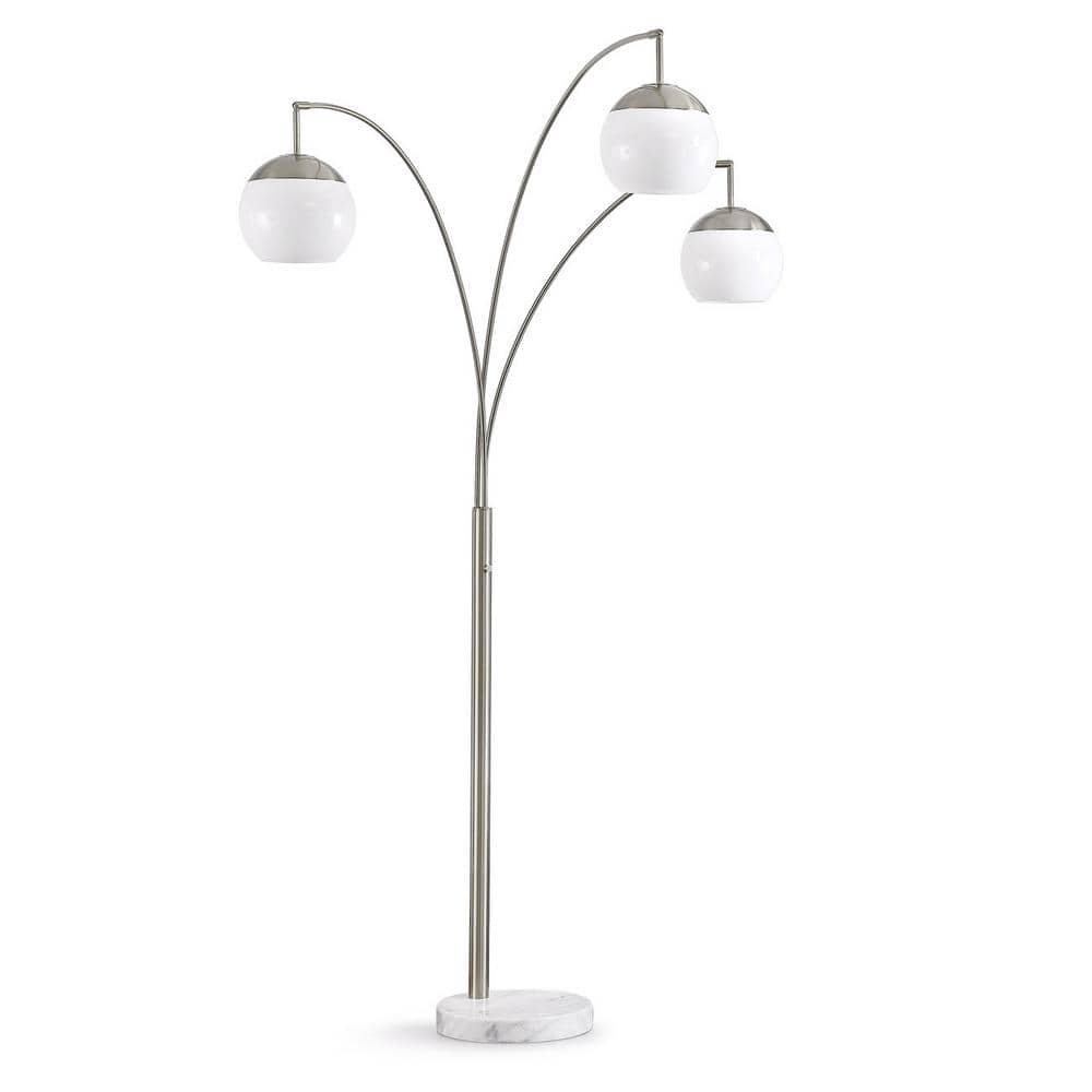 Metro 83 in. Brushed Nickel 3-Lights LED Dimmable Globes Tree Floor Lamp with White Glass Shade and LED Vintage Bulbs price history on PriceWatchPro
