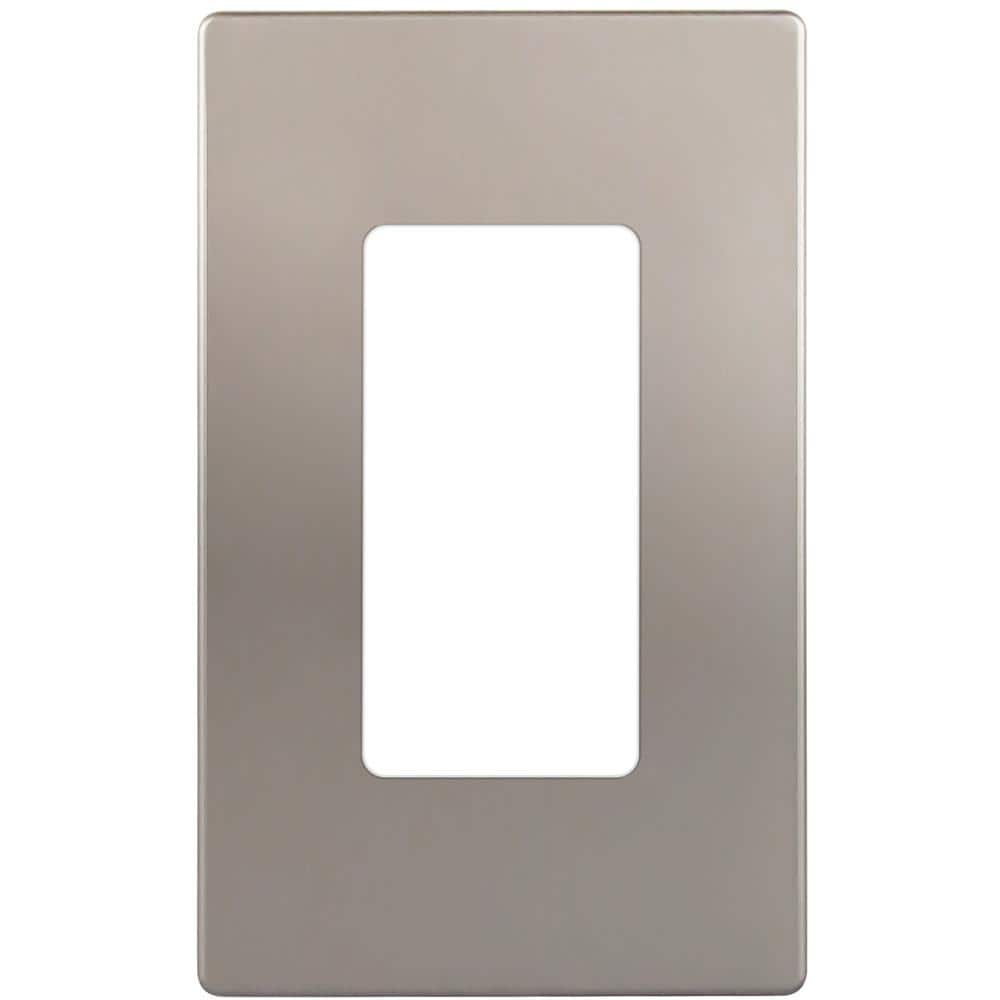Nickel 1-Gang Screwless Decorator Wall Plate