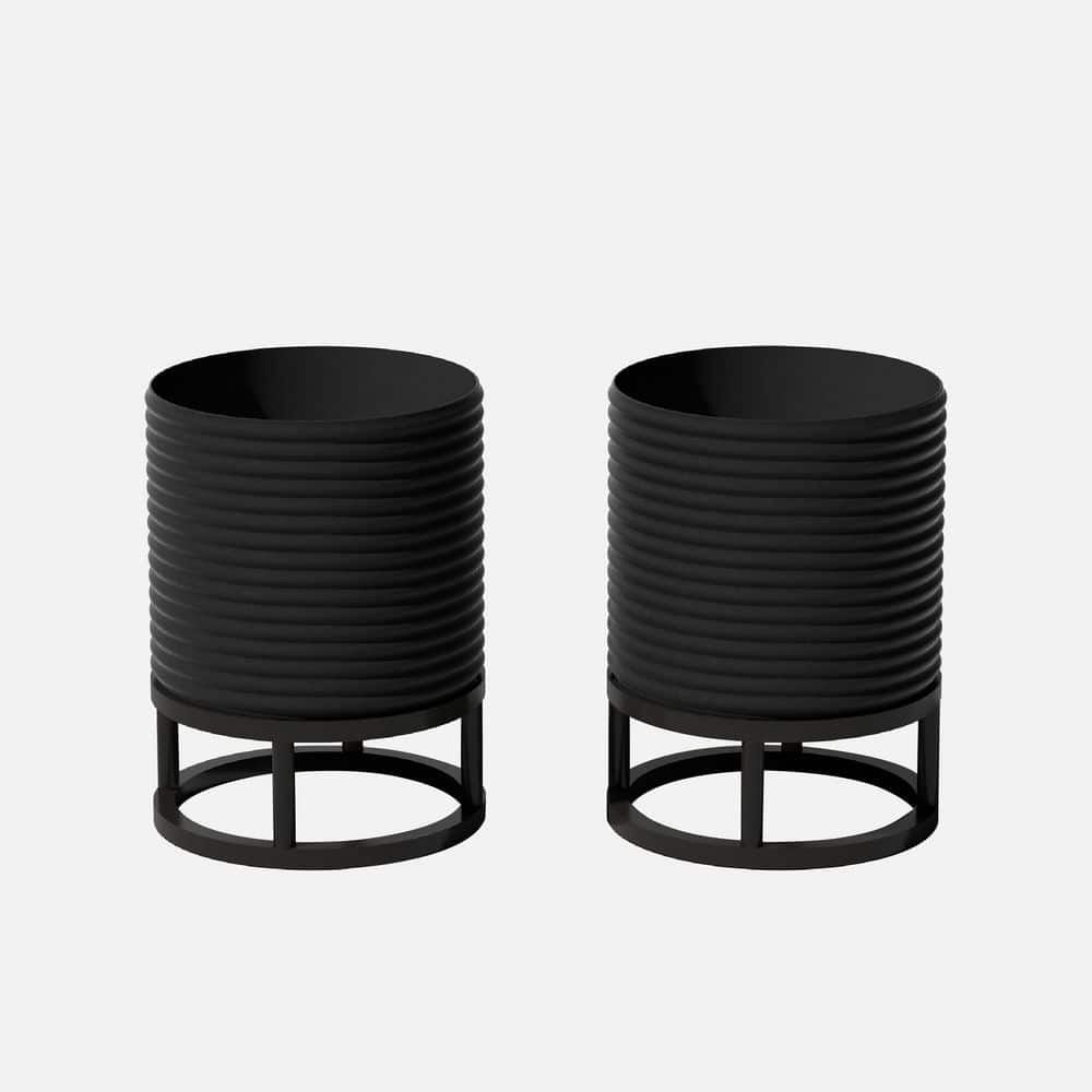 Mod 18.5 in. Raised with Stand Round Black Plastic Planter with Black Stand (2 Pack) price history on PriceWatchPro