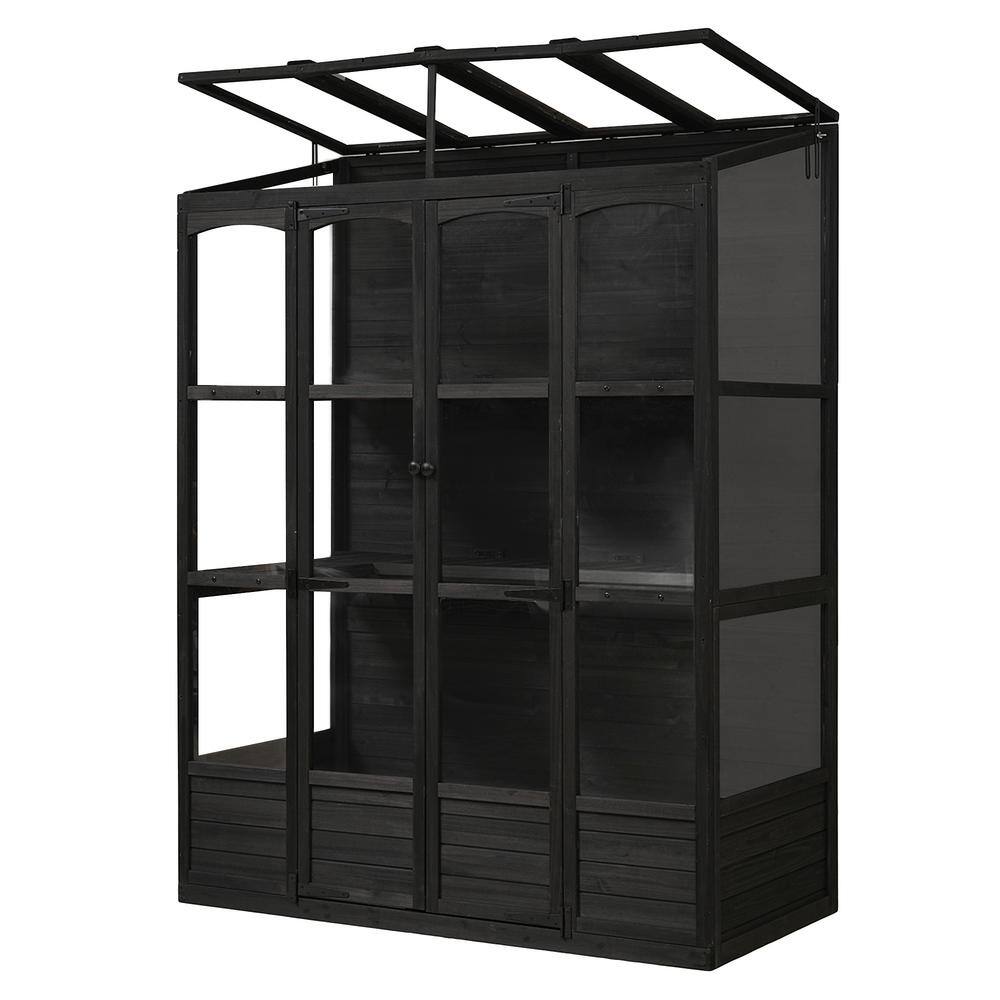 4.8 ft. x 2.4 ft. x 6.5 ft. Wood Black Walk-in Greenhouse Cold Frame with 4-Independent Skylights and 2-Folding Shelves price history on PriceWatchPro