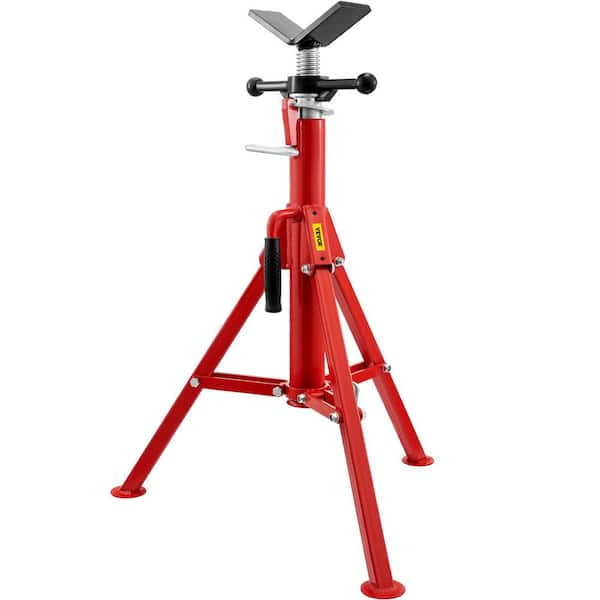V Head Pipe Stand 1/8in.-12in. Capacity, Adjustable Height Pipe Jack Stands 2500 lbs. Load Capacity, Portable Folding