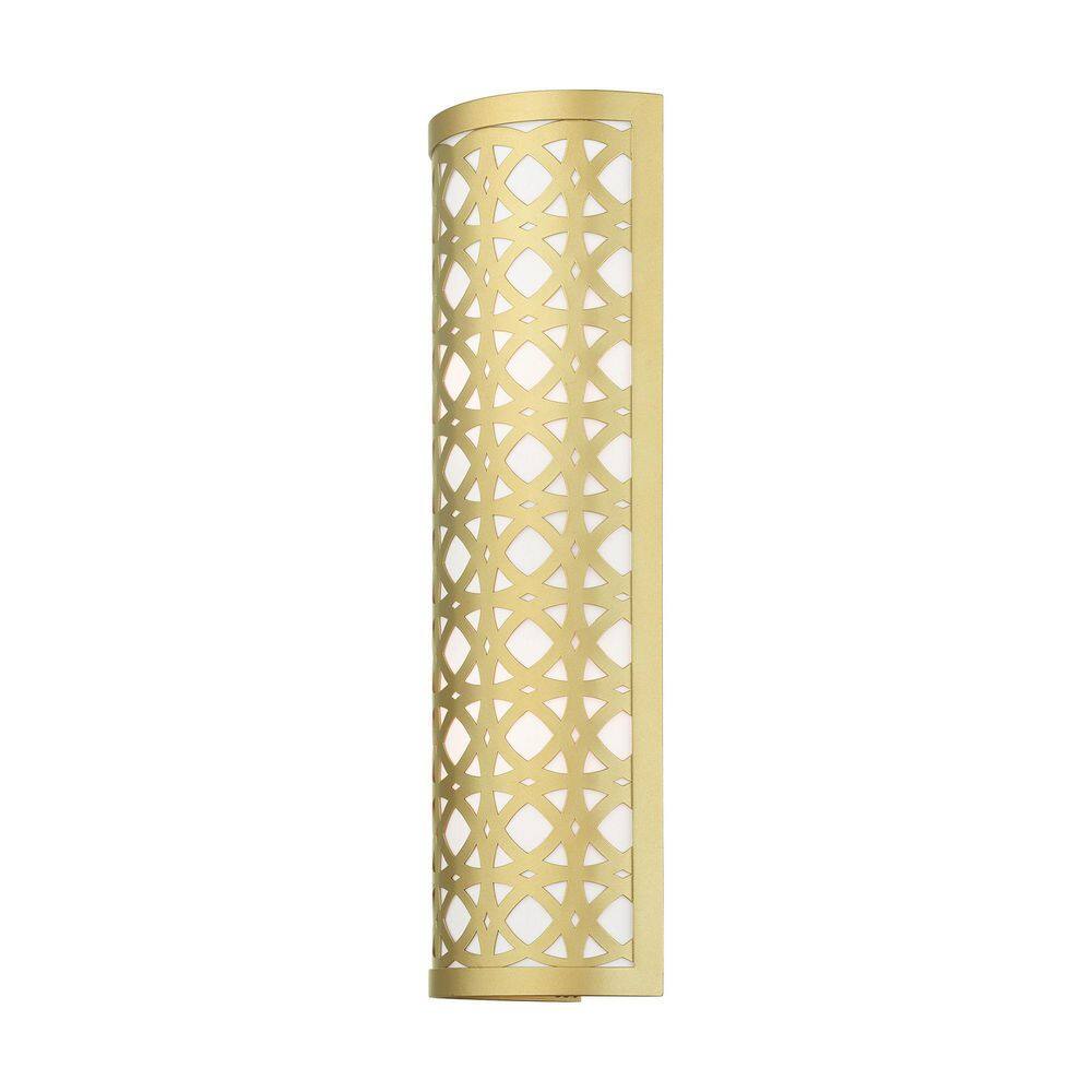 Soft Gold Steel Cylinder Wall Mount Sconce with Latticework