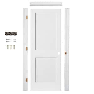 Ready-To-Assemble 30 in. W. x 80 in. Shaker 2-Panel Left-Hand Primed Solid Core MDF Wood Single Prehung Interior Door