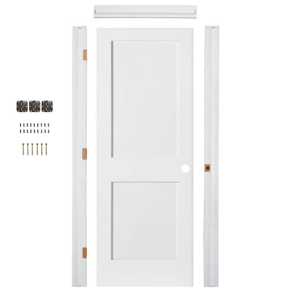 Krosswood Doors Ready-To-Assemble 32 in. W. x 80 in. Shaker 2-Panel Left-Hand Primed Solid Core MDF Wood Single Prehung Interior Door