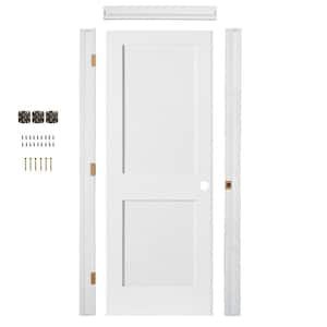 Ready-To-Assemble 36 in. W. x 80 in. Shaker 2-Panel Left-Hand Primed Solid Core MDF Wood Single Prehung Interior Door