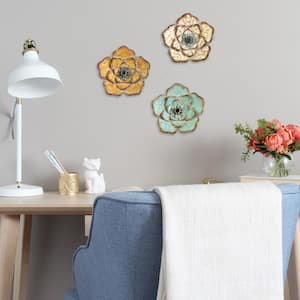 Rustic Metal Flower Wall Decor (Set of 3)