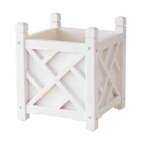 DMC Chippendale 14 in. Square White Wood Planter