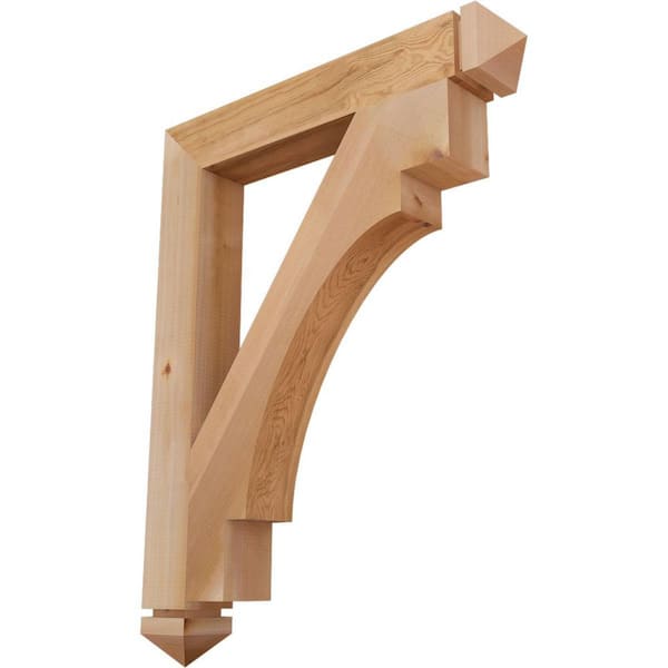 Ekena Millwork 3.5 in. x 36 in. x 28 in. Western Red Cedar Merced Arts and Crafts Smooth Bracket